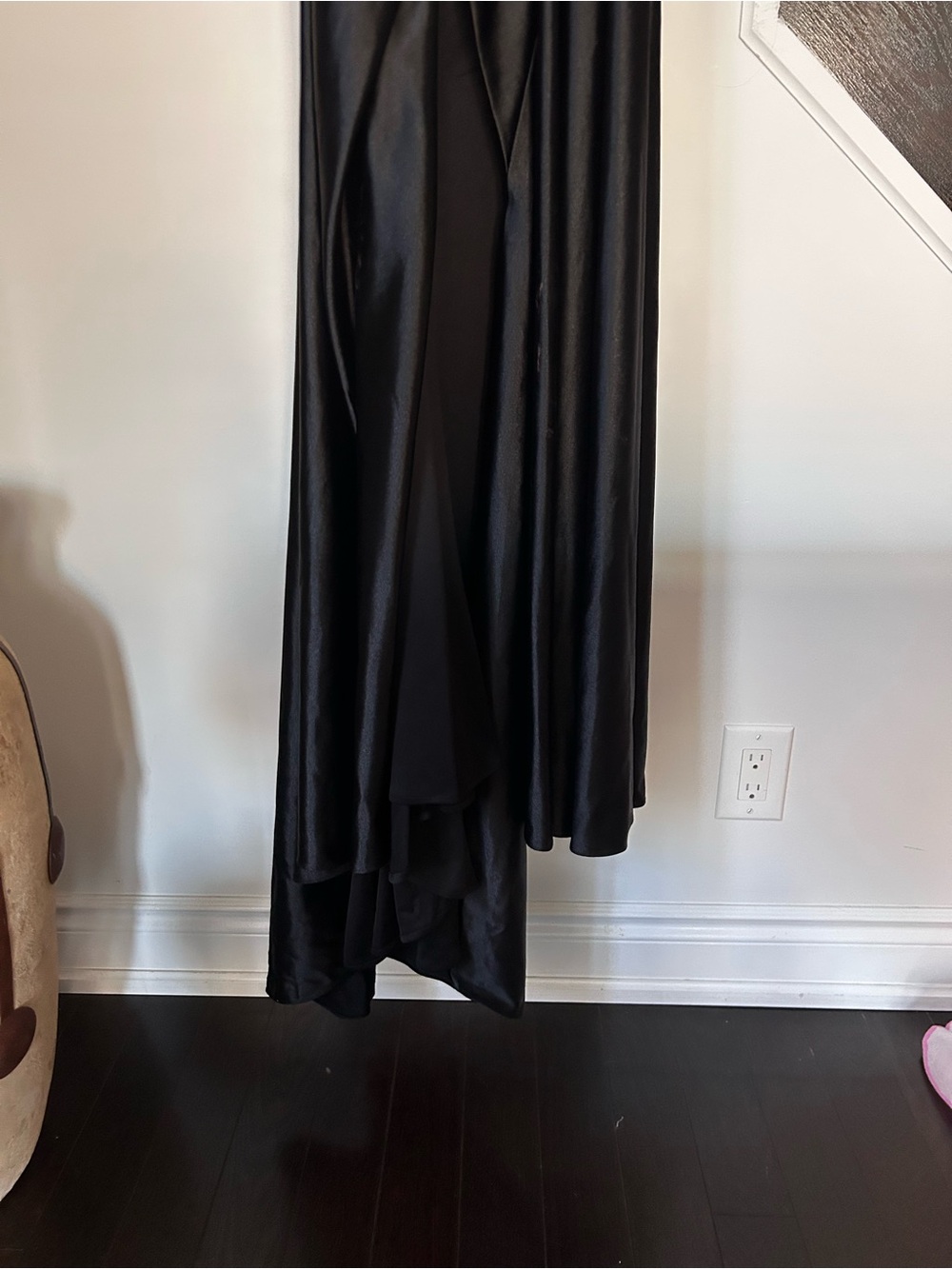 Strapless Black Embellished Prom Gown with High Slit - Picture 7 of 16